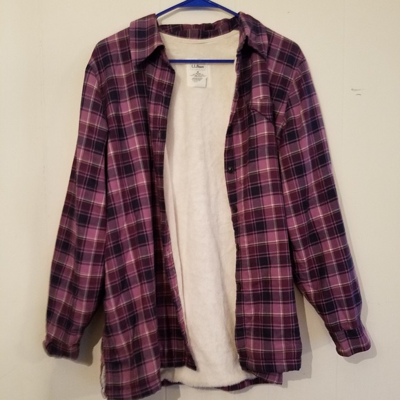 LLBean sherpa lined flannel shirt - Picture 3 of 10